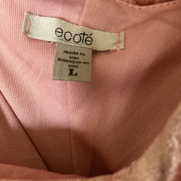 Ecote pink sleeveless spaghetti strap lined crushed velvet mini dress size L - Picture 3 of 8